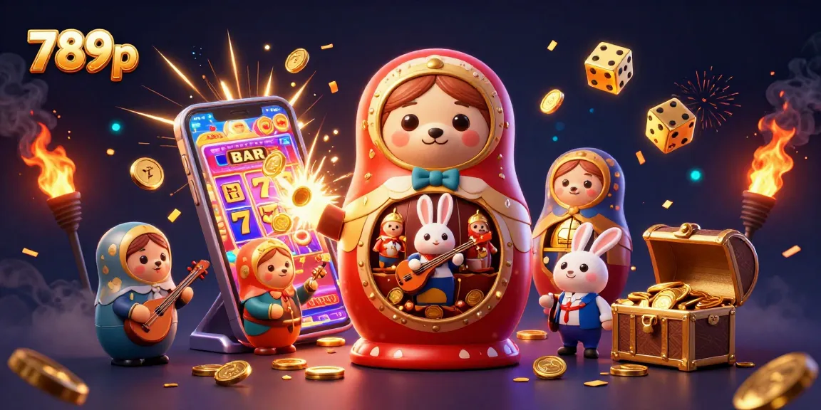 Experience thrilling 789p action with Matryoshka bears and casino excitement in a vibrant scene.