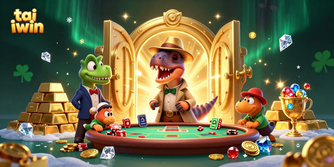 Experience thrilling gameplay at tai iwin with a cartoon velociraptor card counter and casino riches.