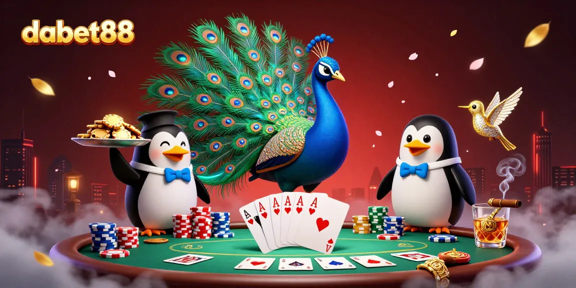 dabet88 engages players with an enchanting casino atmosphere featuring colorful chips and lively characters.