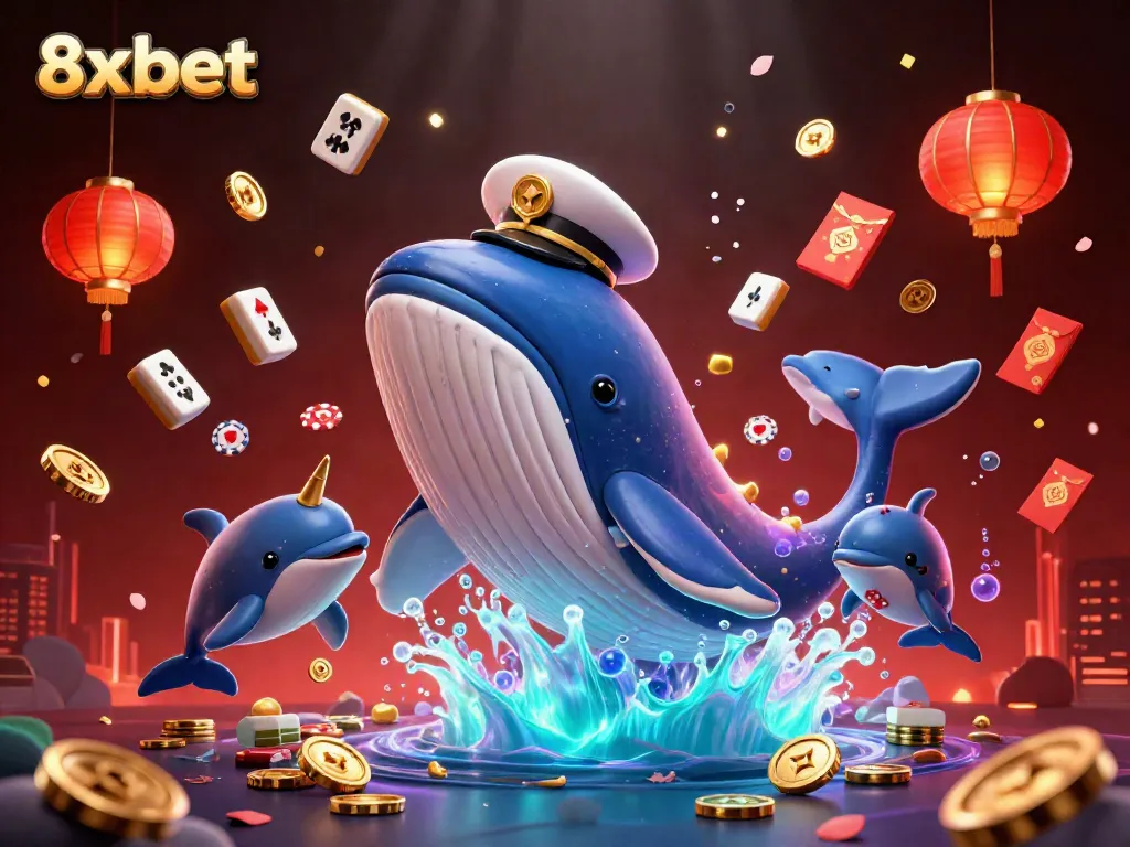 Experience thrilling gaming moments at 8xbet with an engaging underwater casino scene featuring whimsical creatures.