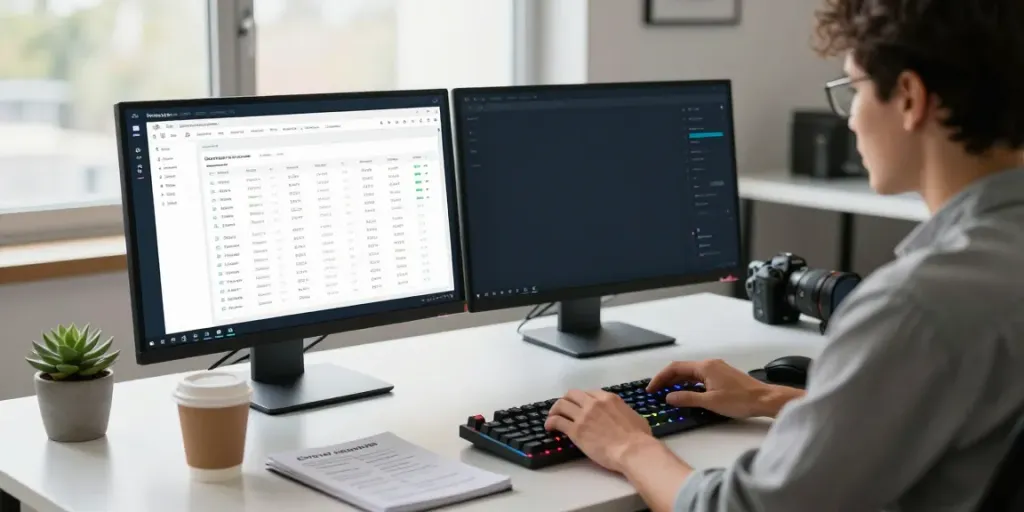 SEO specialist analyzing instant indexing metrics in a modern workspace.