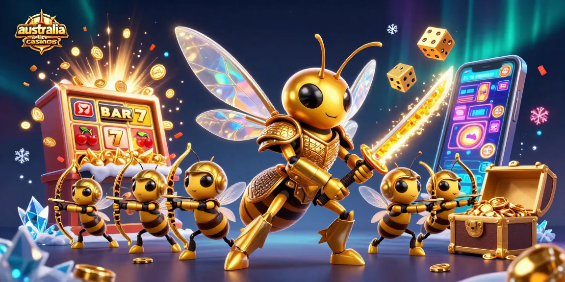 Experience vibrant australia online casinos with a dynamic, colorful 3D illustration showcasing gaming elements.