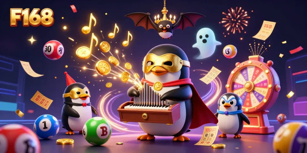 Experience the thrill of F168 with vibrant casino elements and interactive characters.
