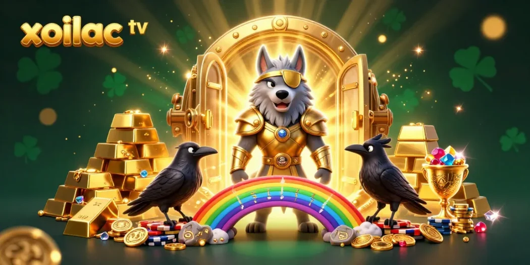Join the excitement of xoilac tv with a vibrant 3D casino scene featuring mythical Norse characters.